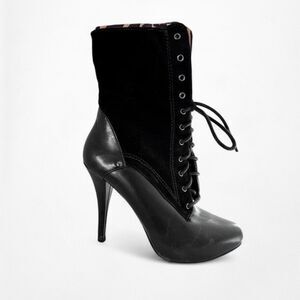 Vintage Y2K Guess Leather Suede Lace Up Military Ankle Stiletto Boots Size 6M